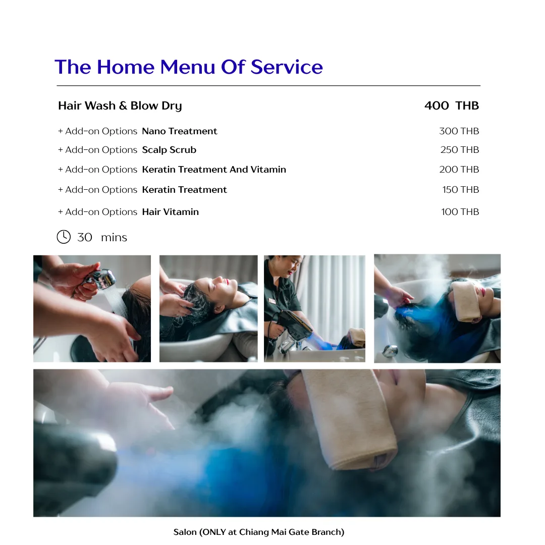 Hair wash and blow dry salon service